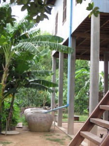 cambodia water treatment - typical rainwater collection system in Kandal Province